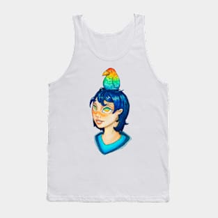 The watercolor girl and bird without background (Creme version) Tank Top